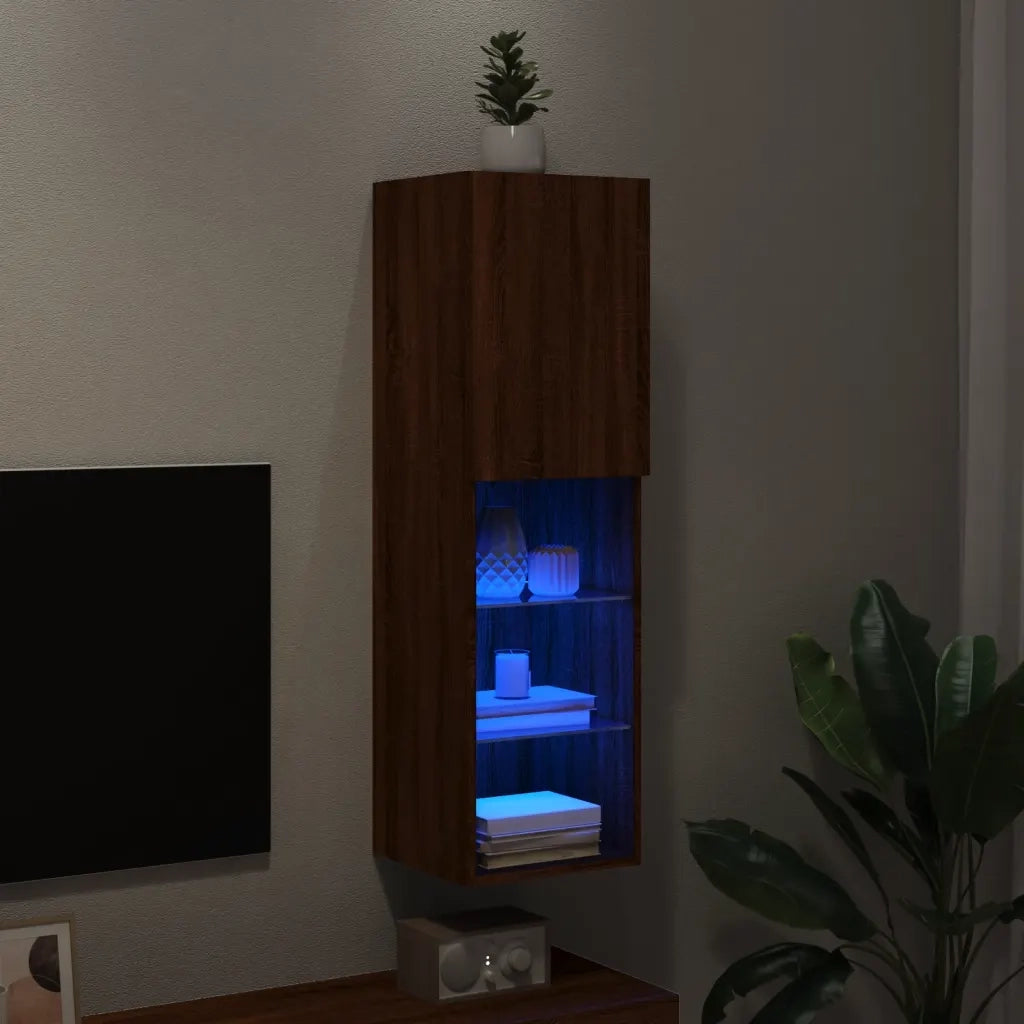 Mobile TV con Luci LED-Credenza TV-Console TV Rovere Marrone 30,5x30x102 cm