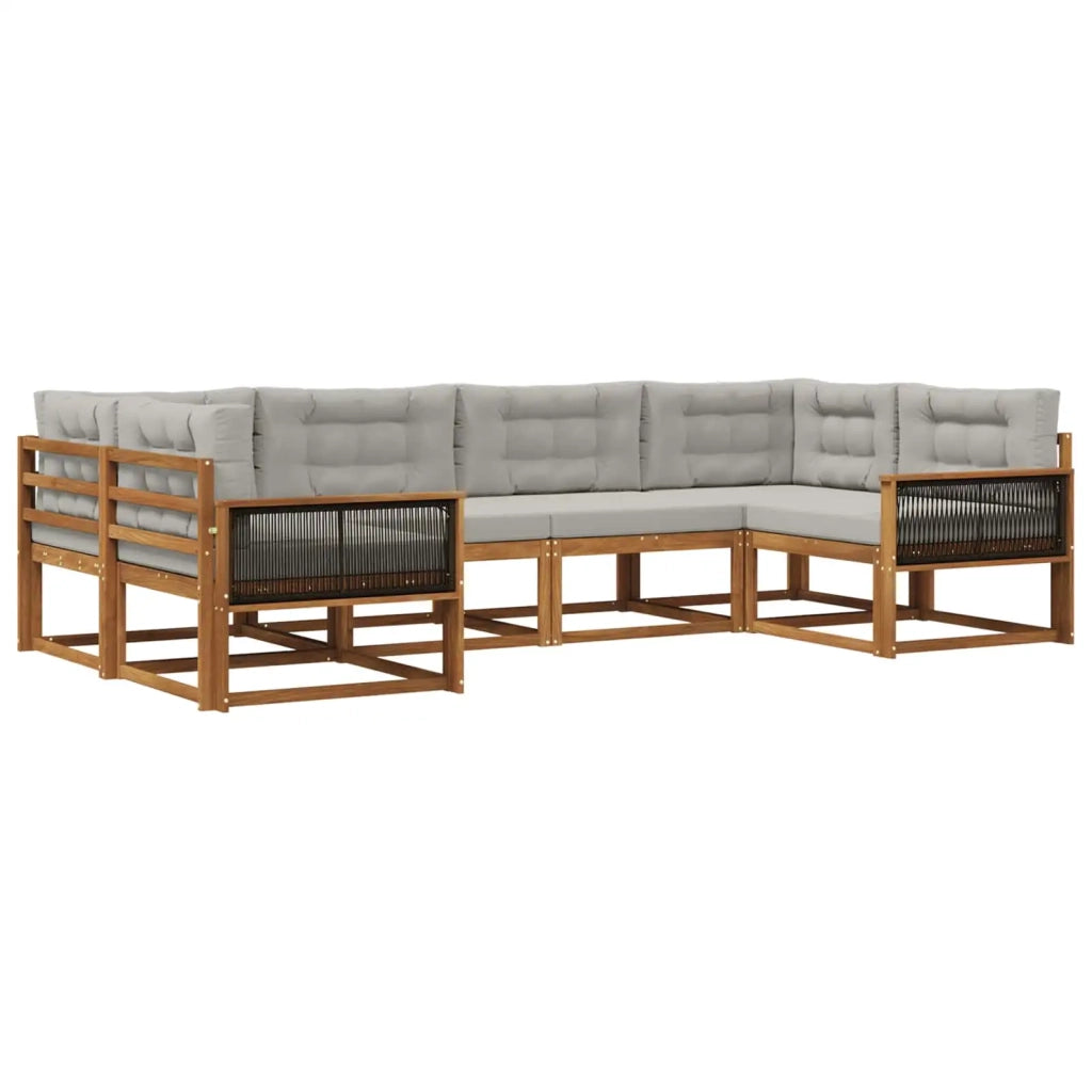 Set di divani da esterno 6 pcs Naturale e Grigio Chiaro 3382844