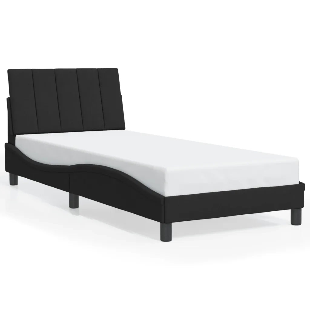 Giroletto con LED senza Materasso Hanko Nero 90x200 cm in Velluto