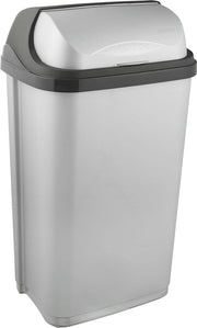 Cestino con coperchio a scatto - 50 L - Argento