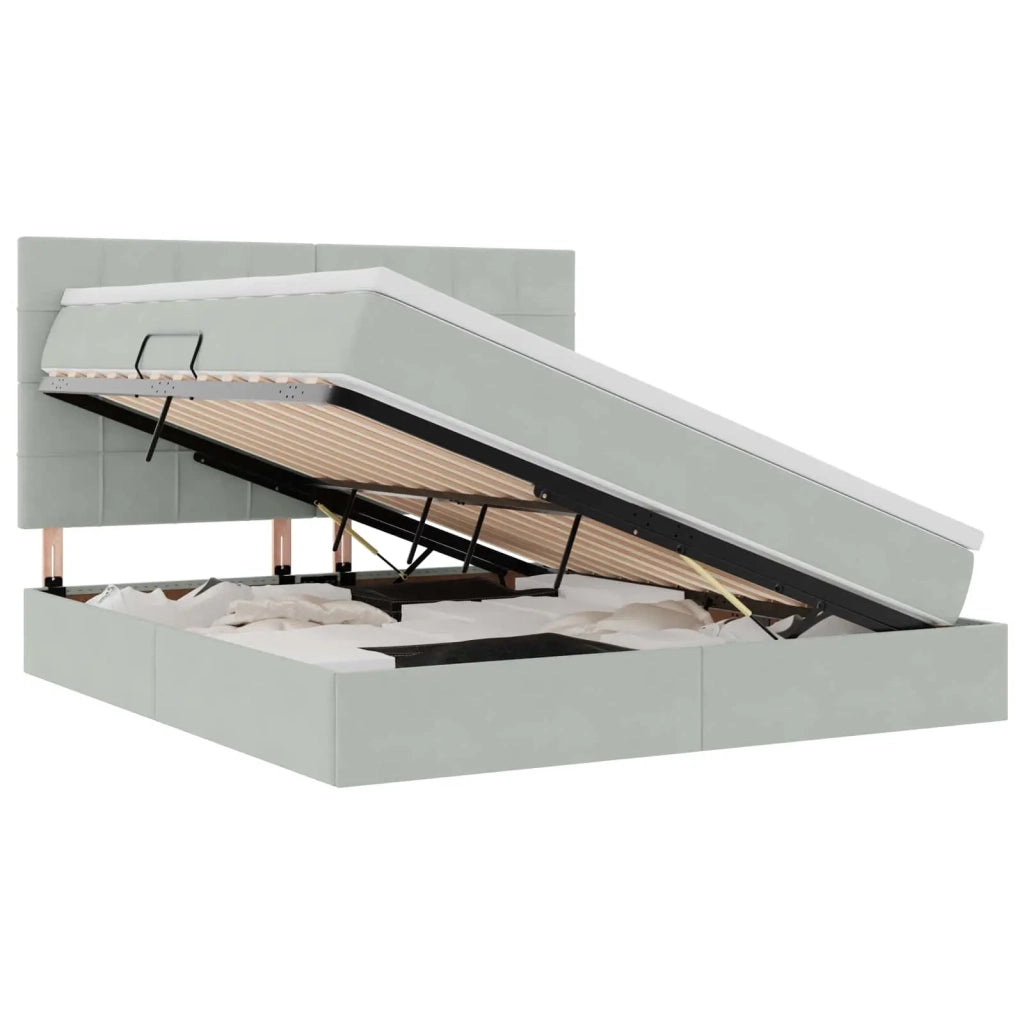 Letto con contenitore e materasso Grigio chiaro 180 x 200 cm 3372045