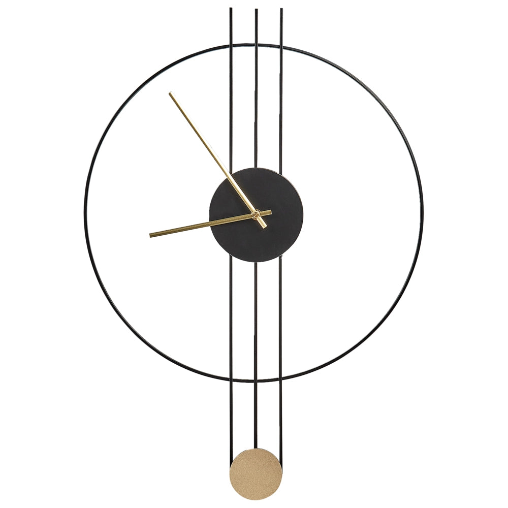 Orologio da parete in acciaio nero 44 x 65 cm Design moderno minimalista decorativo a pendolo senza numeri Arredamento per il soggiorno