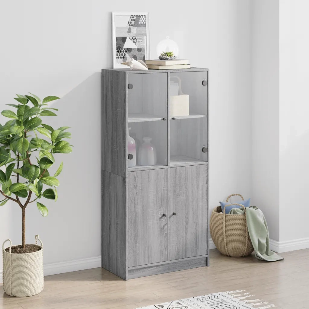 Credenza | Madia | Buffet da pranzo | Armadio da pranzo con Ante Grigio Sonoma 68x37x142 cm Legno Multistrato