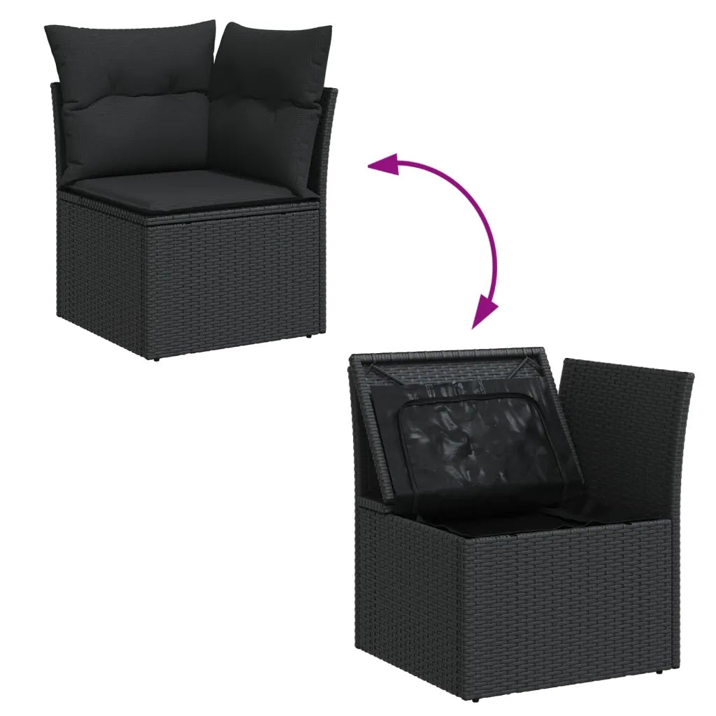 Set Divano da Giardino 6 pz con Cuscini Nero in Polyrattan 3255929