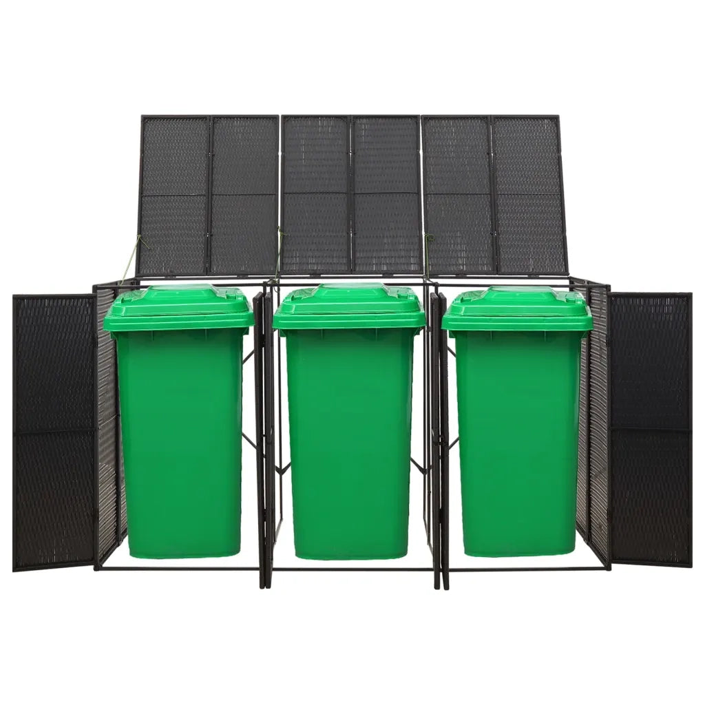 Copribidone Triplo Nero 207x80x117 cm in Polyrattan 319862