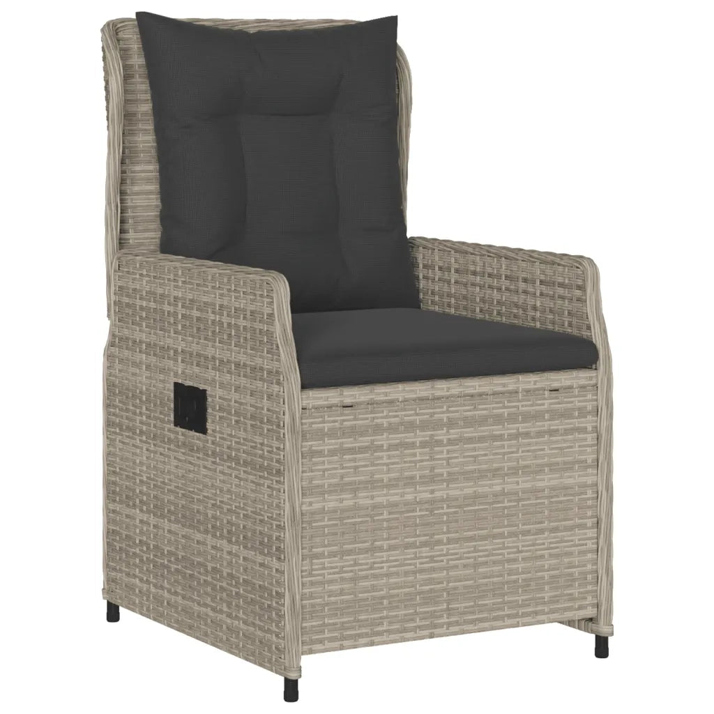 Set Pranzo da Giardino 9pz con Cuscini Grigio Chiaro Polyrattan 3262909