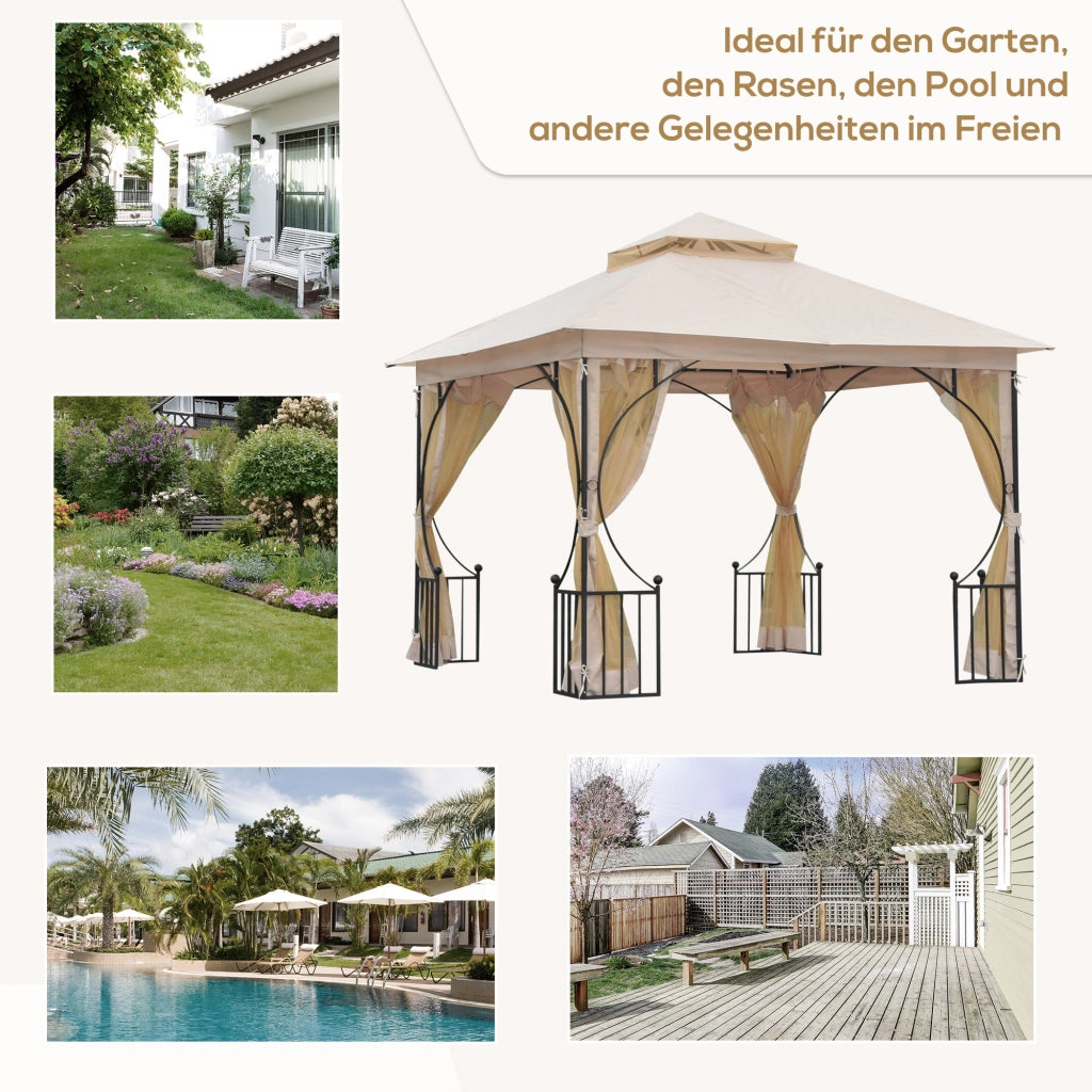 Gazebo da giardino ¨C Minimal ¨C beige e nero 295x295x275 cm