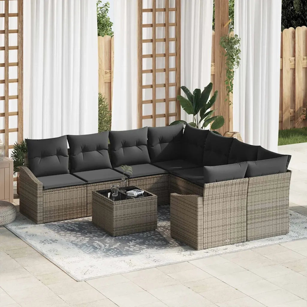 Set di divani con cuscino con cuscino 9 pcs Grigio polyrattan 3346659