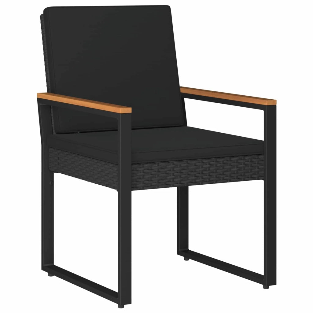 Set Mobili da Esterno con cuscino 4 pz | Set Salotto da Giardino Nero polyrattan