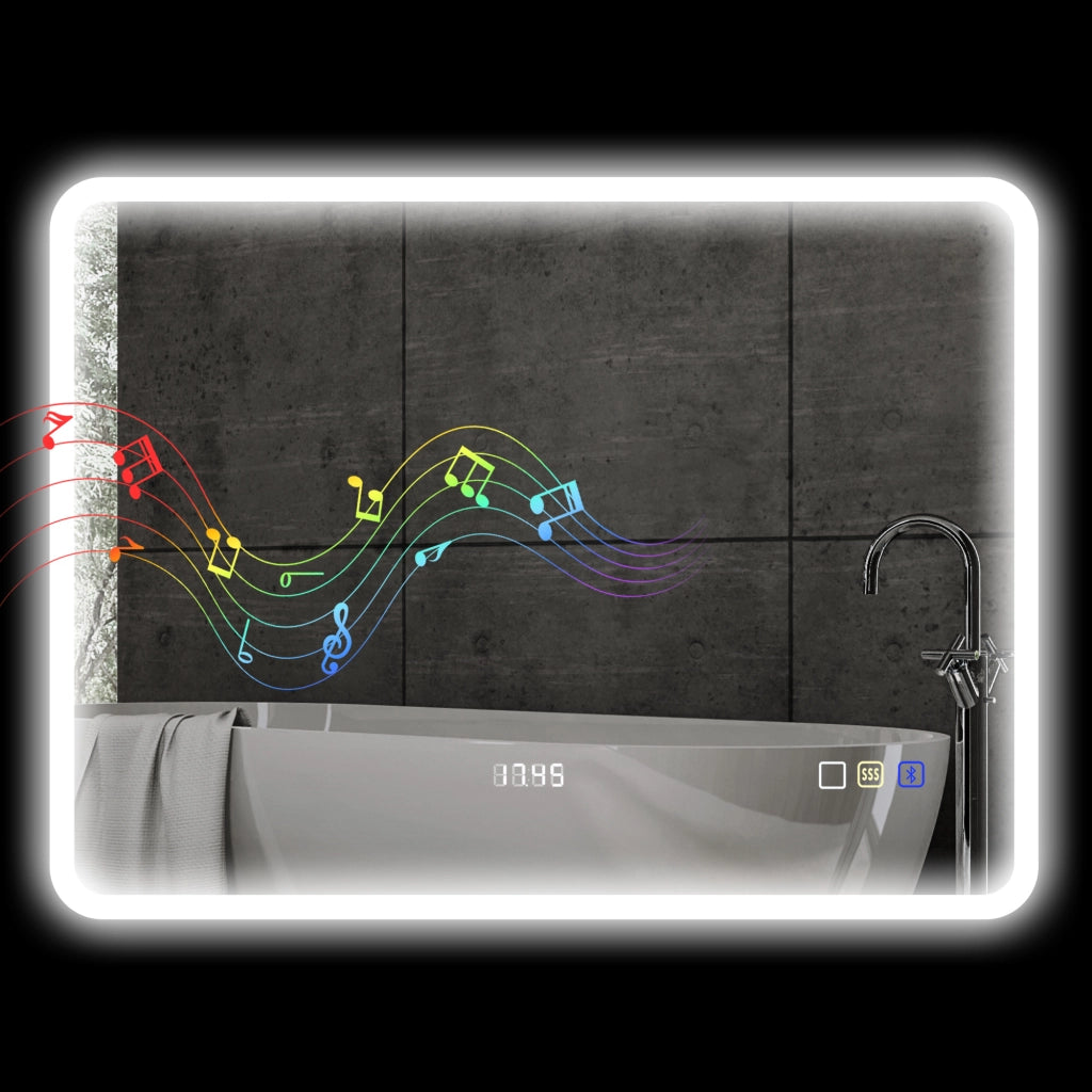 Specchio da Bagno con Luce LED ¨C Minimal ¨C Bianco 80x60 cm