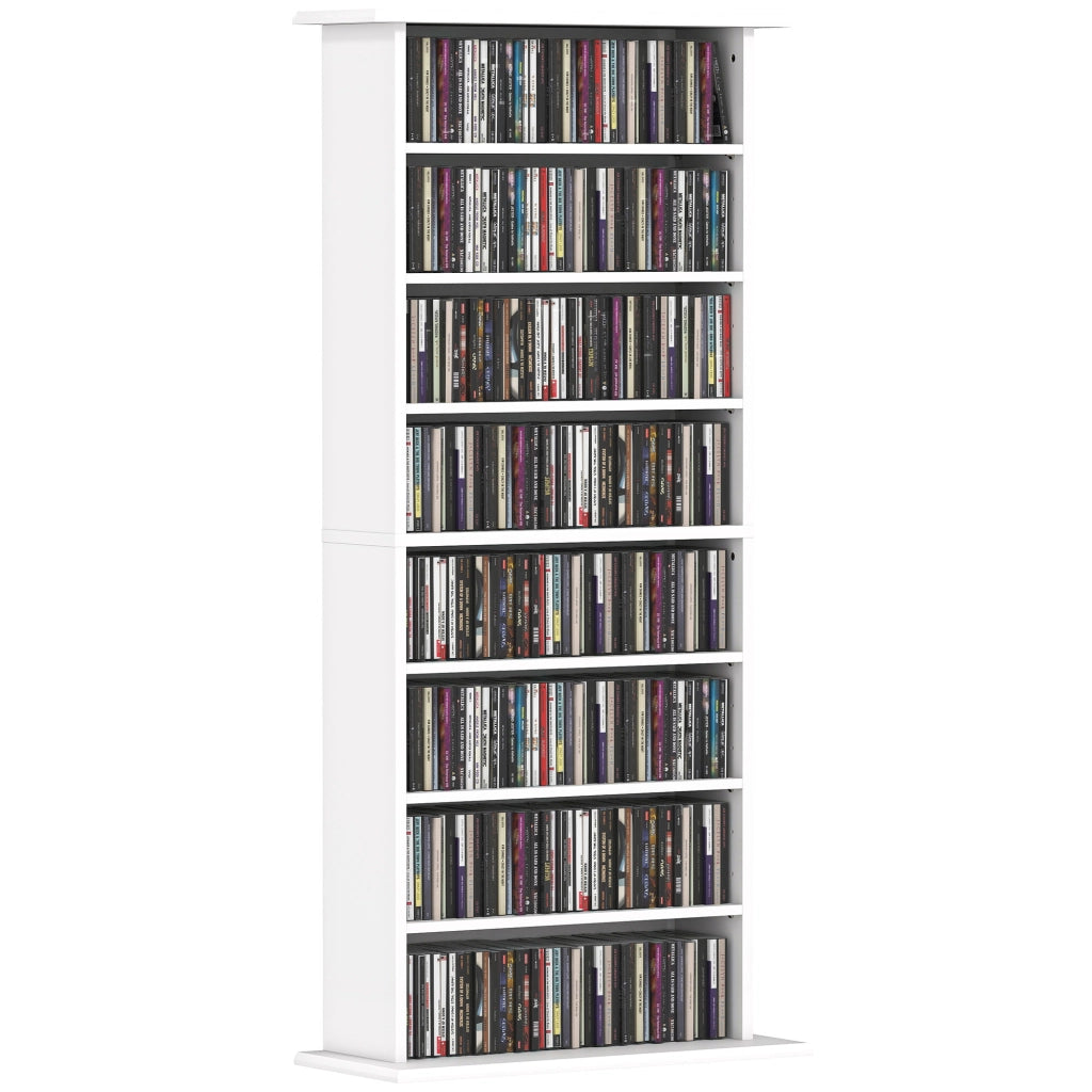 Libreria per CD e DVD con 8 scomparti e 6 ripiani regolabili ¨C Minimal ¨C bianco