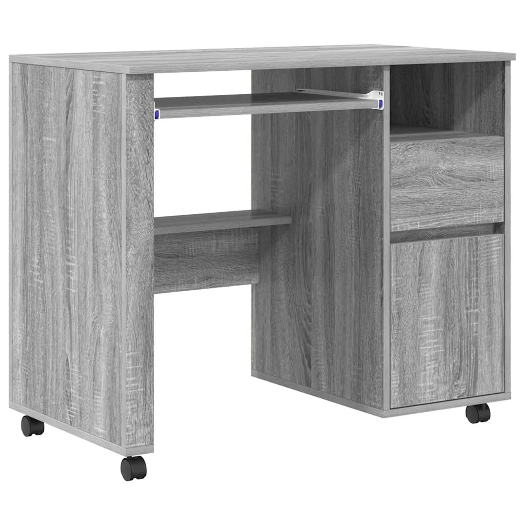 Scrivania con Ruote con cassetto Grigio Sonoma 91 x 50 x 77 cm 869535