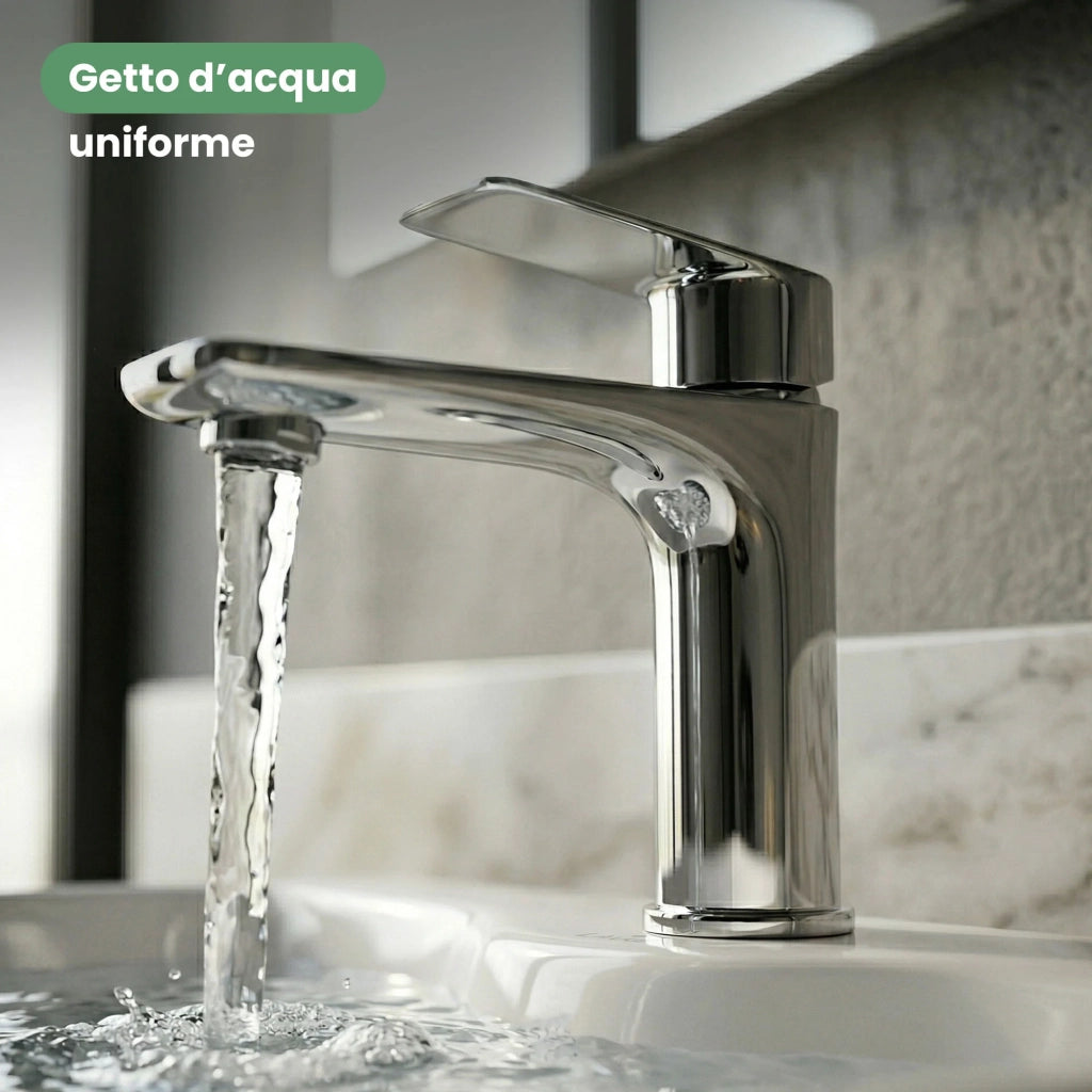 Rubinetto lavabo basso bagno miscelatore monocomando cromato AXON