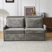 Divano letto con cuscini e USB ¨C Minimal ¨C 3 in 1, schienale regolabile, contenitore, chenille, grigio