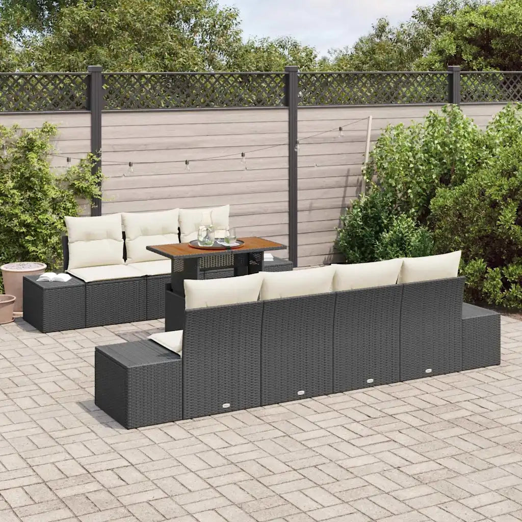 Set Divano da Giardino con archiviazione 8 pcs Nero Poly Rattan 3358658