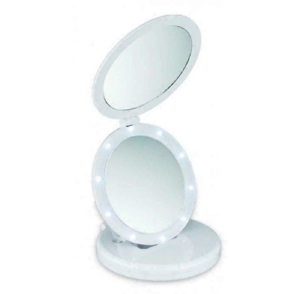 Trade Shop - Doppio Specchio Eclipse Con Led Ingrandimento 5x Make Up Trucco Donna -