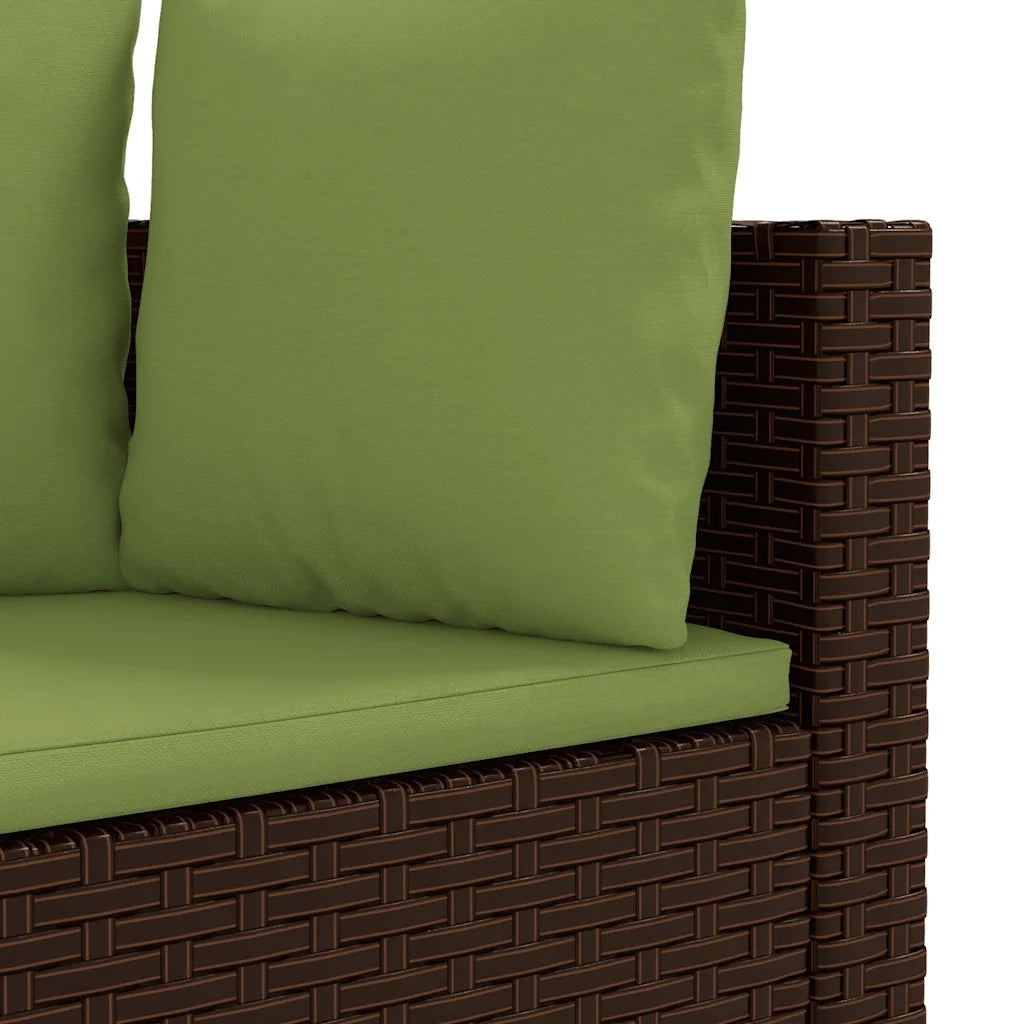 Set Divano da Giardino 5 pz con Cuscini Marrone in Polyrattan