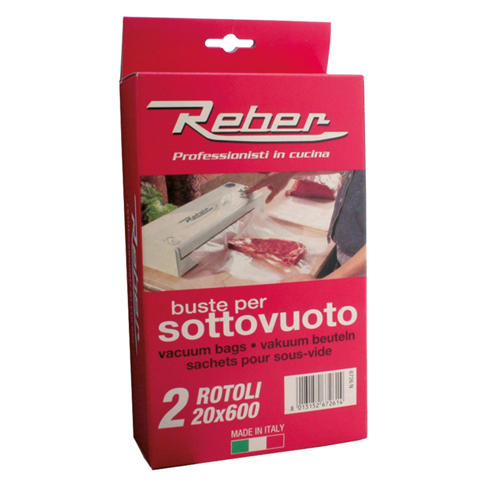 1cf sacchetti a rotoli per sottovuoto n. 2 rotoli cm 30 x 6 mt cod:ferx.801502nlm