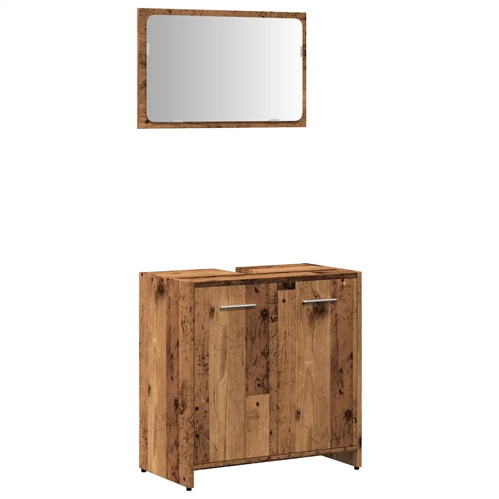 Mobile da Bagno | Armadio da bagno con Specchio in Legno Antico Legno Multistrato