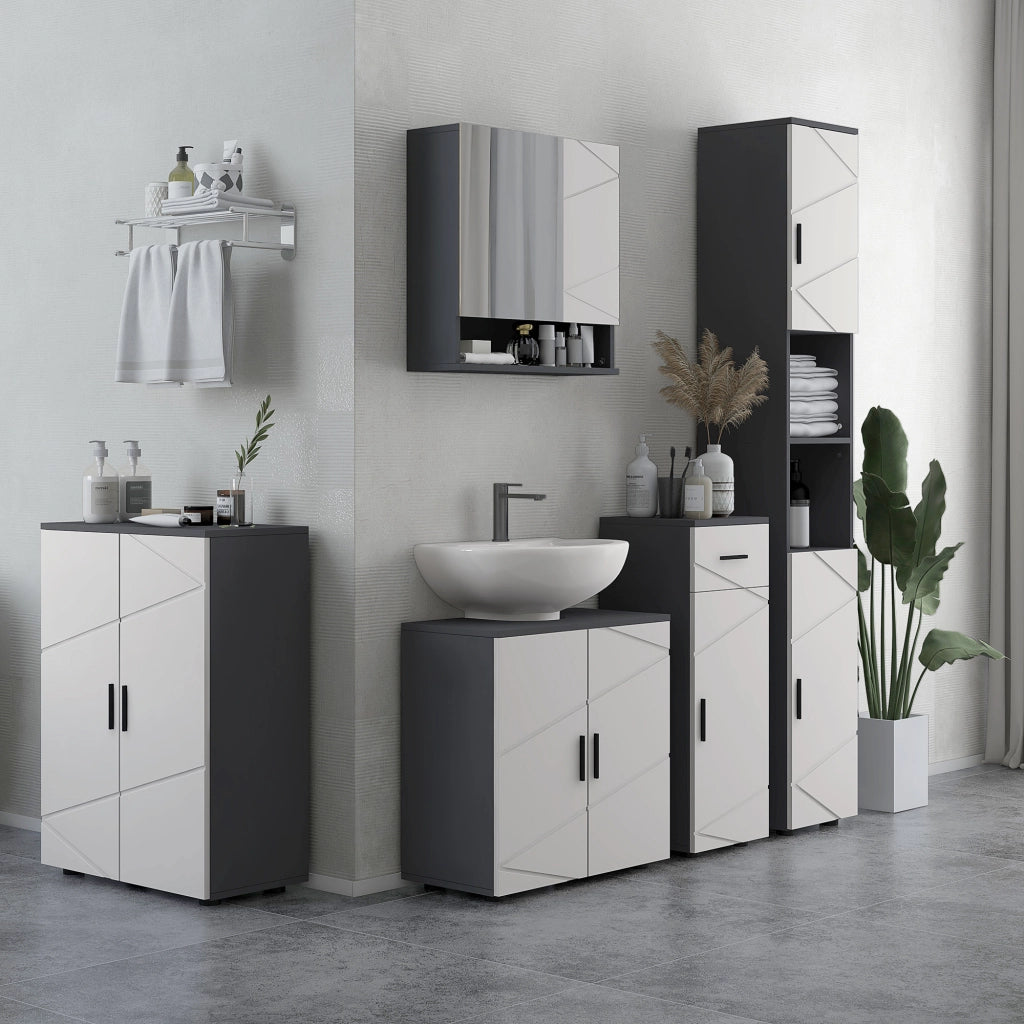 Mobile Bagno con Ante e Ripiani ¨C Zephmum ¨C Grigio 60x30x82