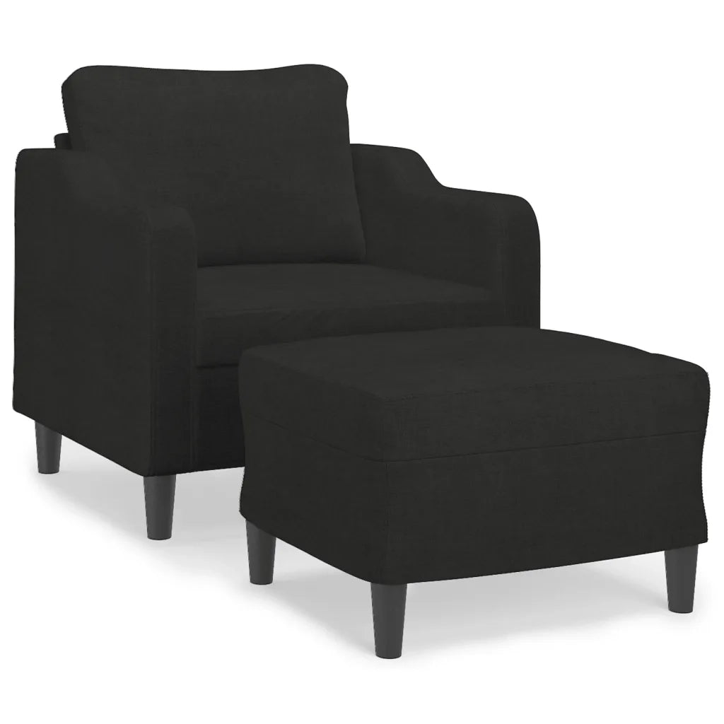 Poltrona con Poggiapiedi Nero 60 cm in Tessuto