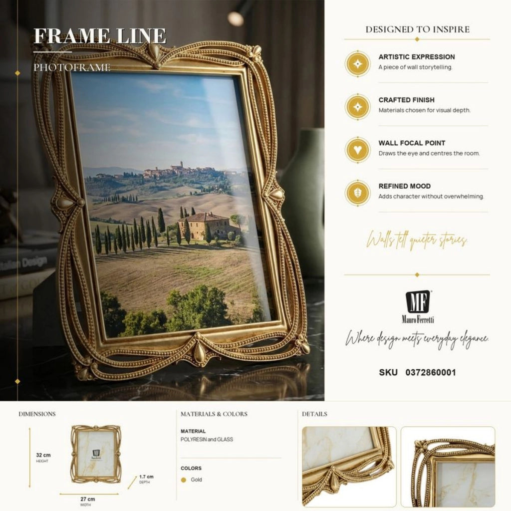 Cornice portafoto Line oro dal profilo lineare 20x25 cm