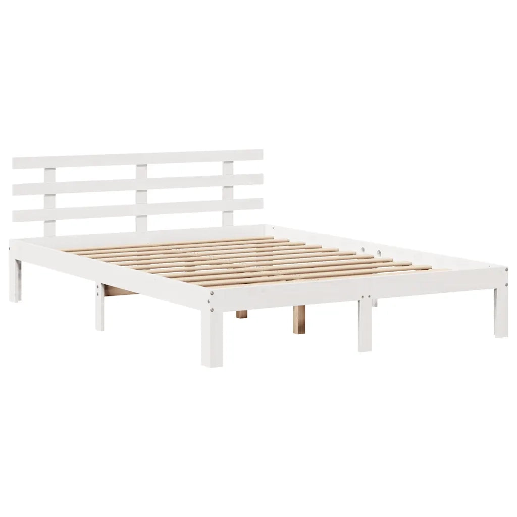 Giroletto con Cassetti Bianco 150x200 cm Legno Massello di Pino