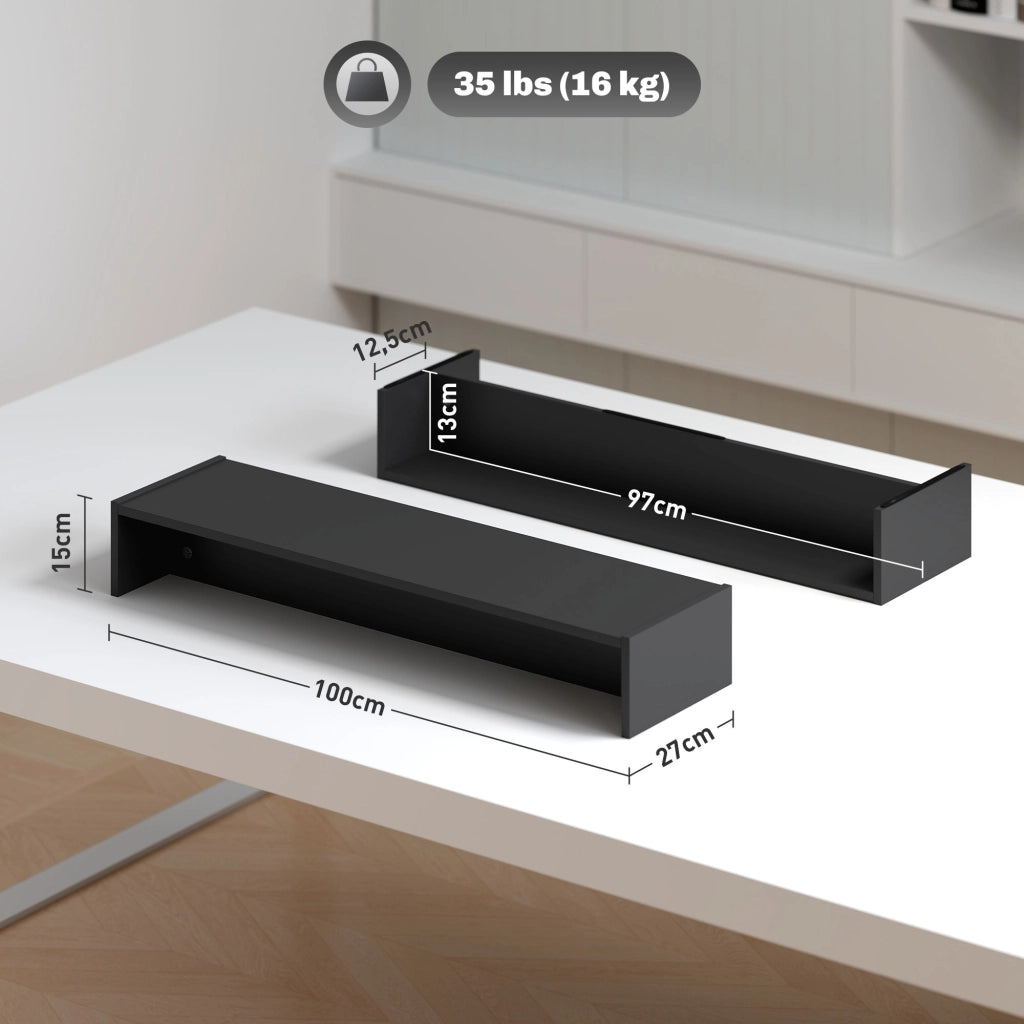 Supporto Monitor PC da 100 cm - Xylo - Nero con 2 Compartimenti