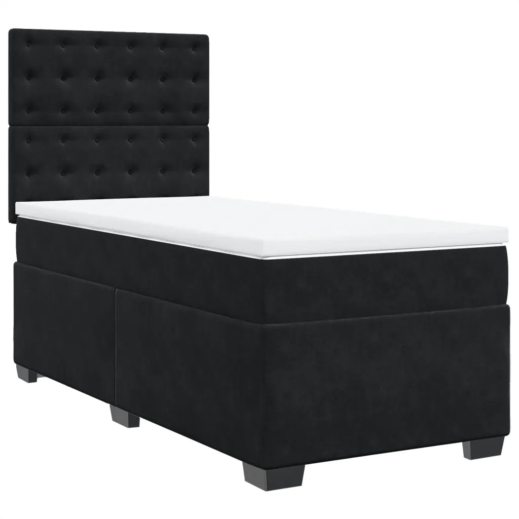 Giroletto a Molle con Materasso Nero 90x200 cm in Velluto