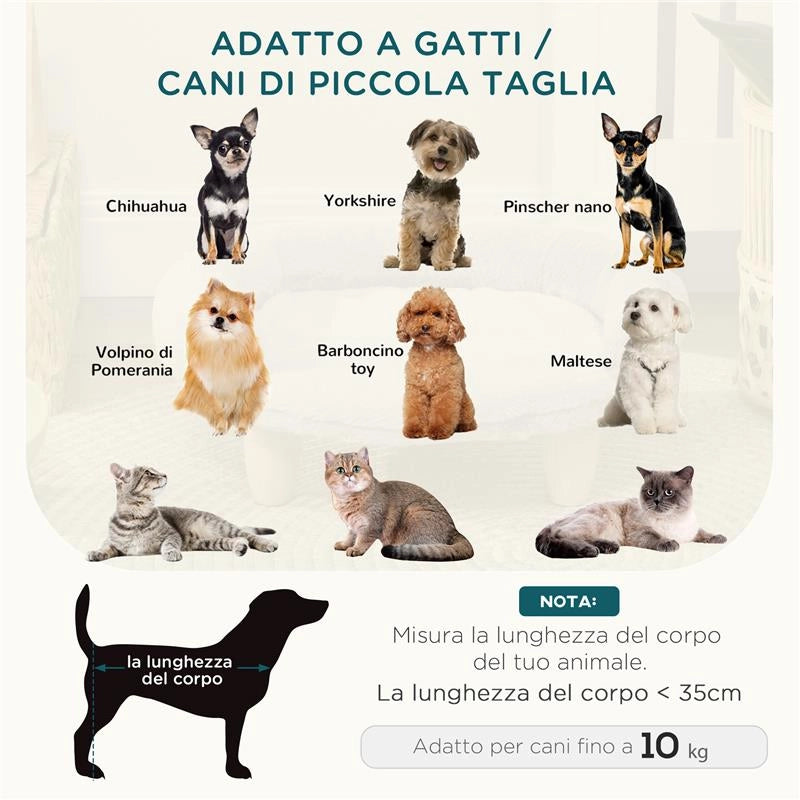 CUCCIA DIVANETTO PER CANI E GATTI SFODERABILE IN PELUCHE CON SCHIENALE, 47X40X20 CM, GRIGIO