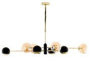 Sospensione MOKA oro/nero globi ambra 8 luci Jupiter