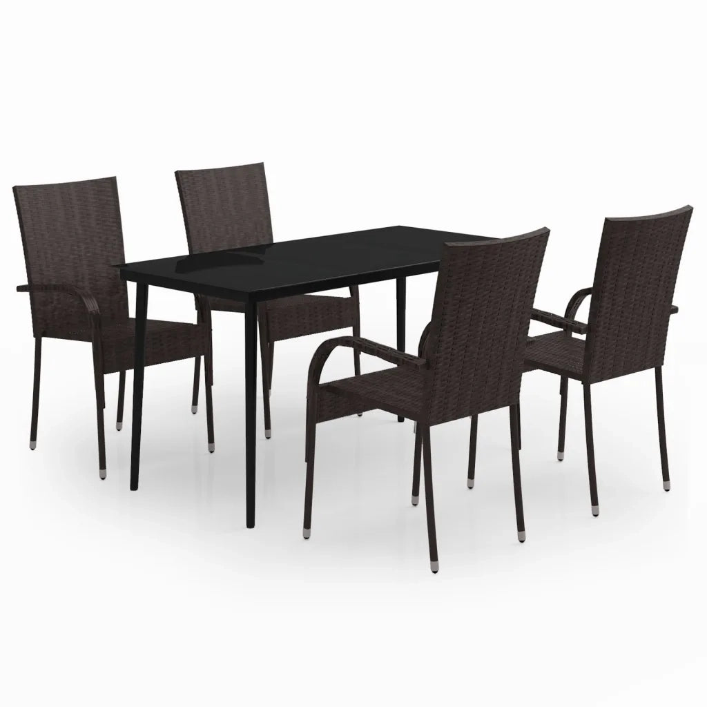 Set da Pranzo da Giardino 5 pz Marrone e Nero 3099403