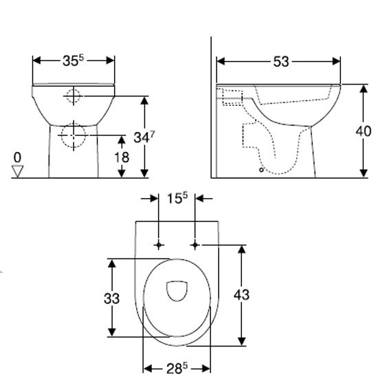 VASO WC SELNOVA IN CERAMICA BIANCA A TERRA