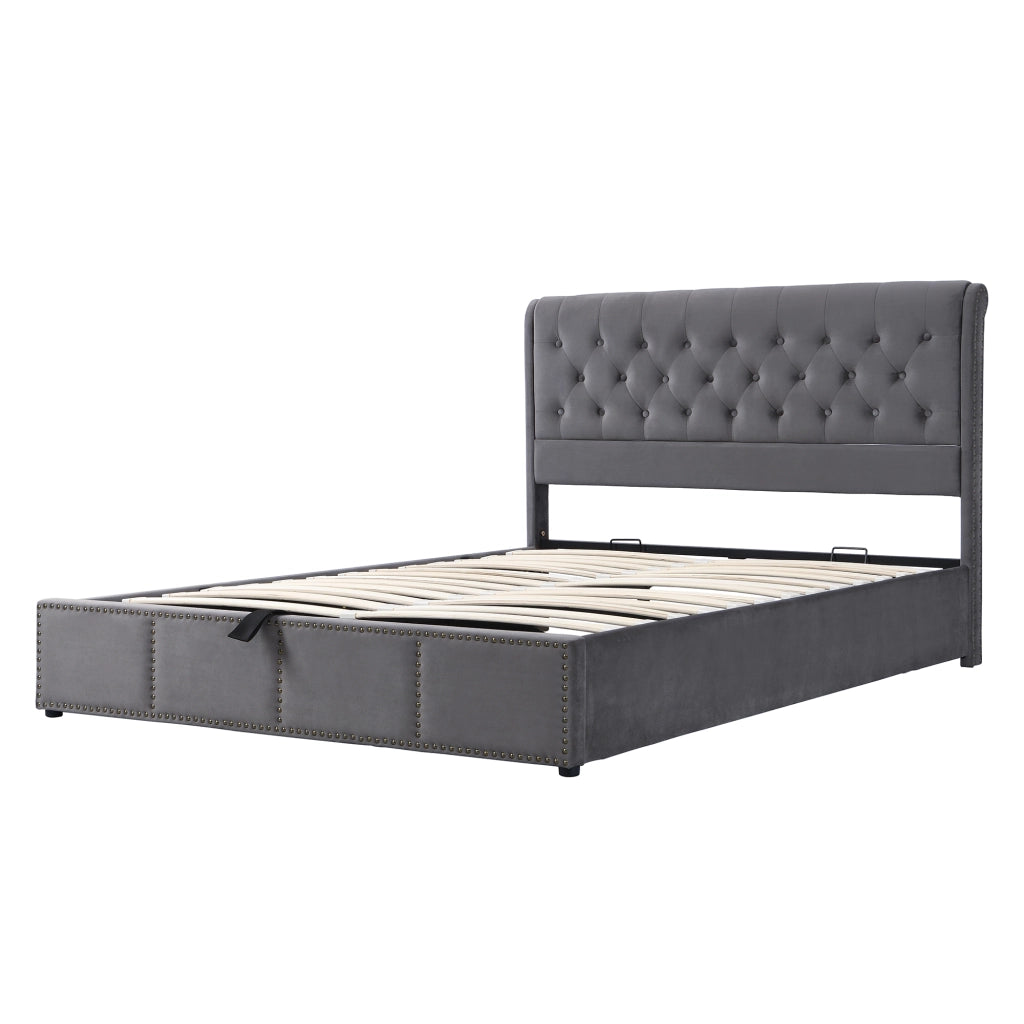 letto imbottito velluto grigio 180 x 200 cm
