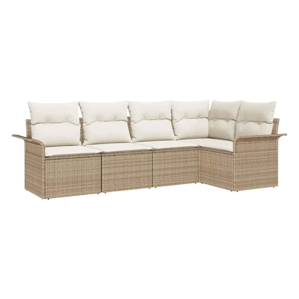 Set Divano da Giardino con cuscino 5 pcs polyrattan