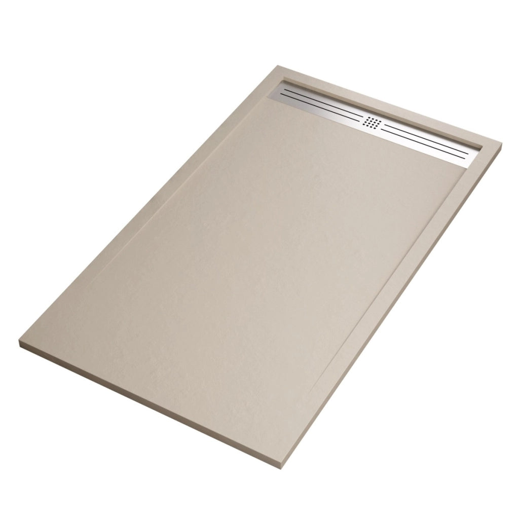 Piatto doccia in marmoresina crema effetto pietra cemento relax, misura 70x200