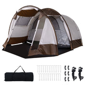 Tenda da campeggio con finestre ventilata picchetti e borsa da trasporto, Tenda a tunnel familiare impermeabile per 4-6 persone