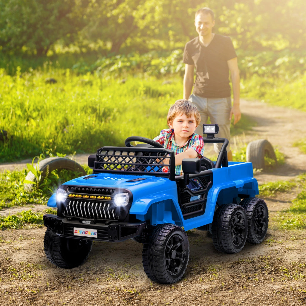 Auto elettrica per bambini con rimorchio e luci LED ¨C zephmum ¨C Blu