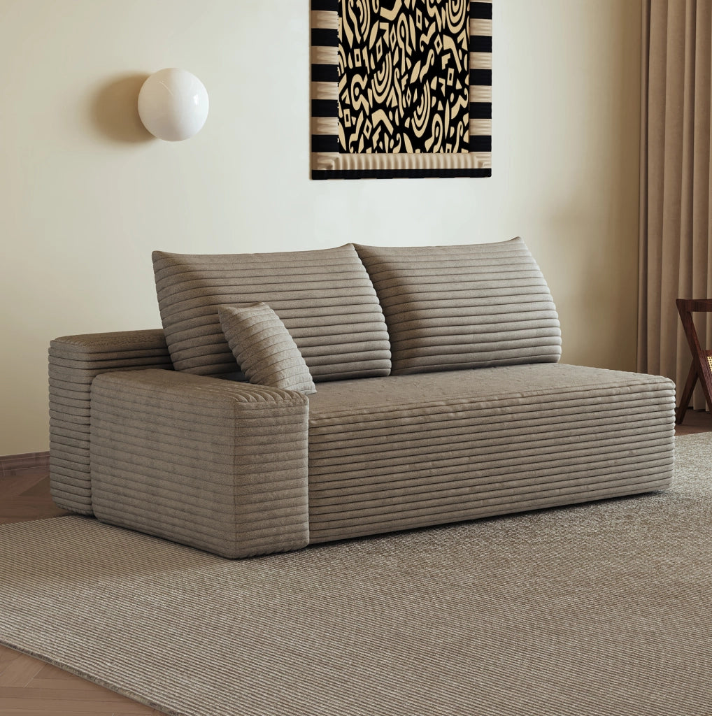 Divano modulare 2 posti con chaise longue sinistra, colore cammello