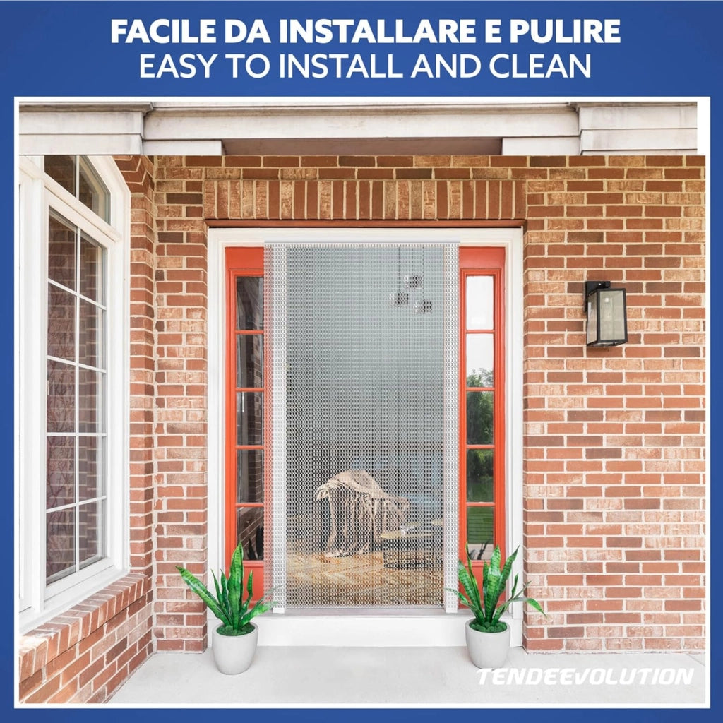 Tenda Catena Antimosche Alluminio Nero | Largh. 0,80m x Alt. 2,60m | Protezione Insetti, Porta, Esterno, Interno, Casa, Ufficio