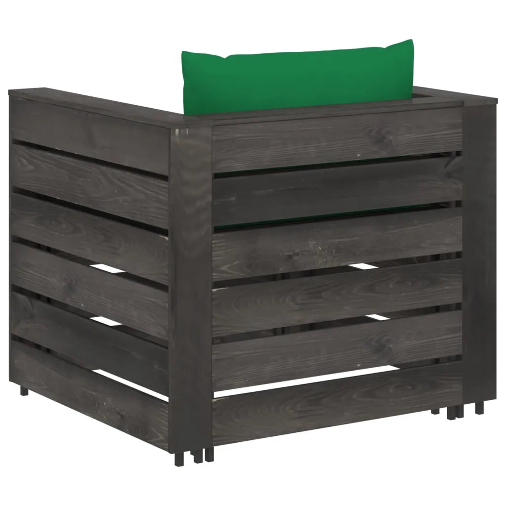 Set Salotto da Giardino 2pz con Cuscini Legno Impregnato Grigio 3068149