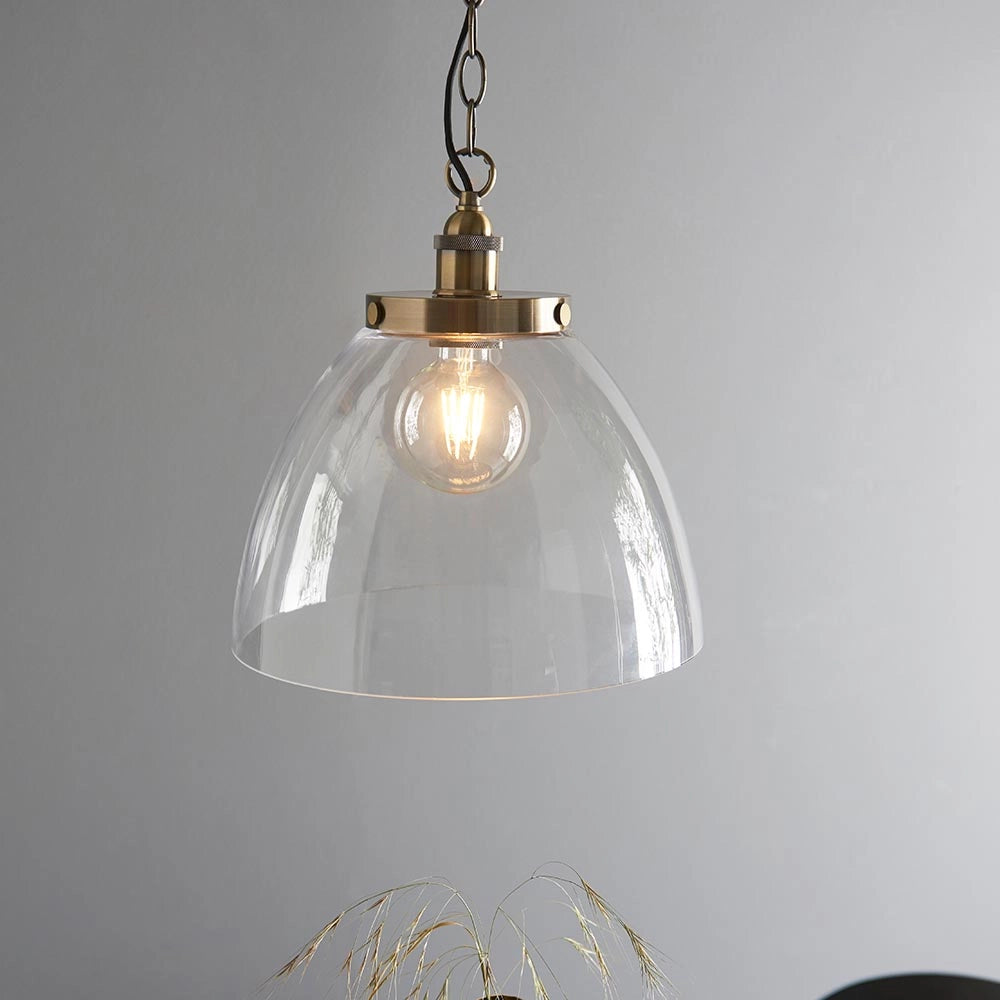 Lampada a sospensione industriale ottone antico E27 Endon