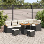 Set Divano da Giardino con cuscino 9 pcs Nero Poly Rattan 3365010