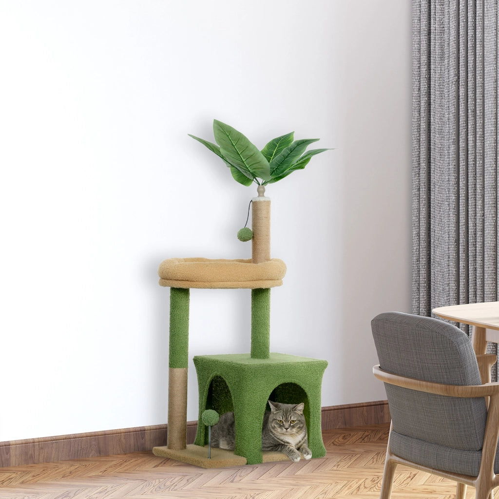 Albero per gatti con gioco ¨C Minimal ¨C verde 44x30x98 cm
