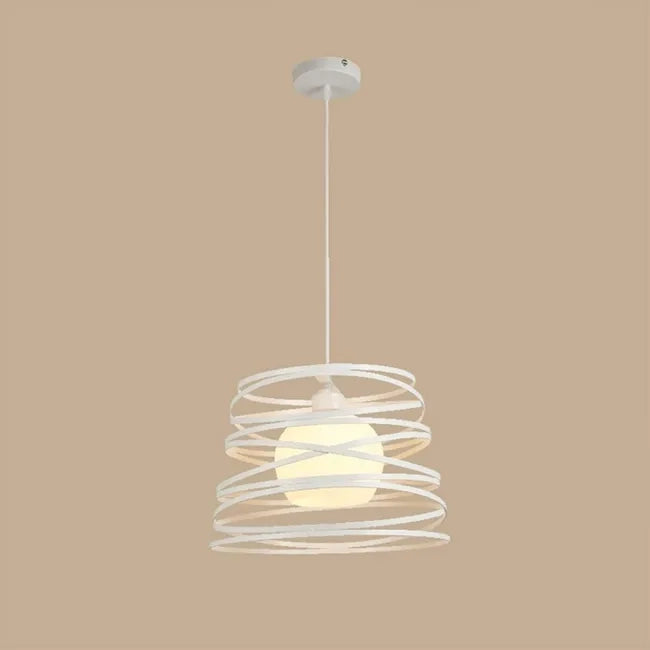 Lampadario moderno a sospensione a fasce intrecciate. in ferro verniciato finish opaco - Attacco 1xE27. Potenza max 1x60 W. dim. 33x22 cm