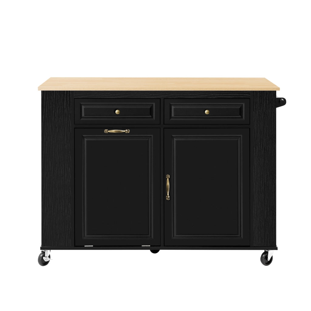 Tavolo da Pranzo Allungabile con Ruote ¨C MINIMAL ¨C Nero, con Portarifiuti e Portasalviette