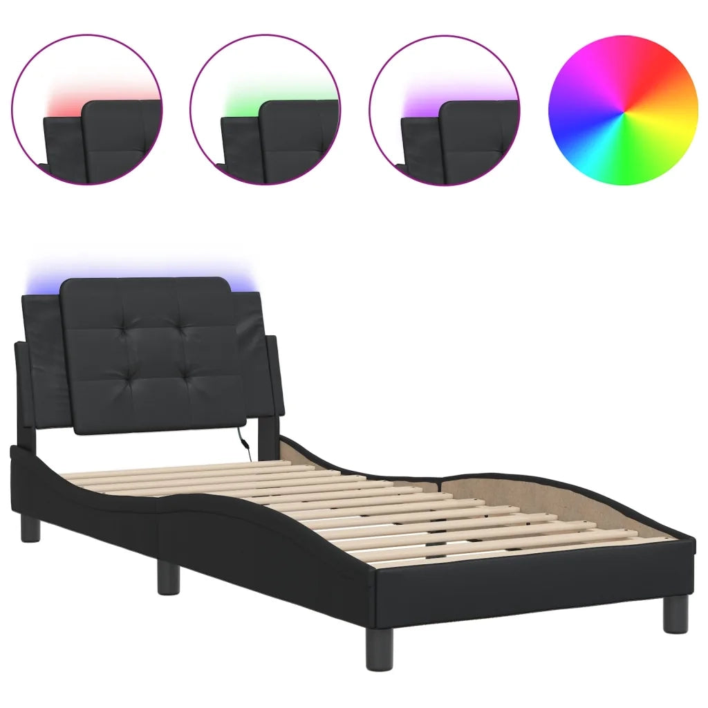 Giroletto con LED senza Materasso-Struttura Letto Zadar Nero 80x200 cm