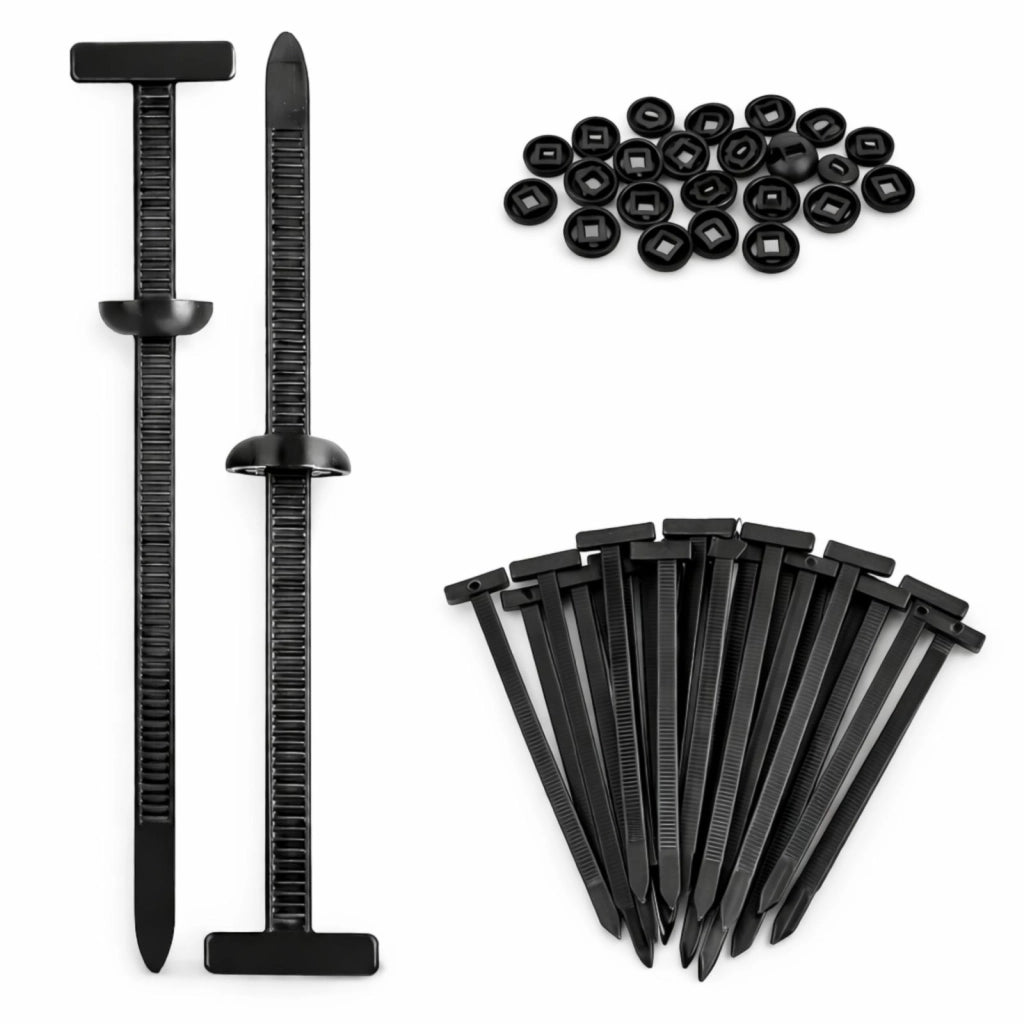 20 Fascette Nylon Auto + Clip Rivetto a Bottone Autobloccanti Fissaggio Paraurti
