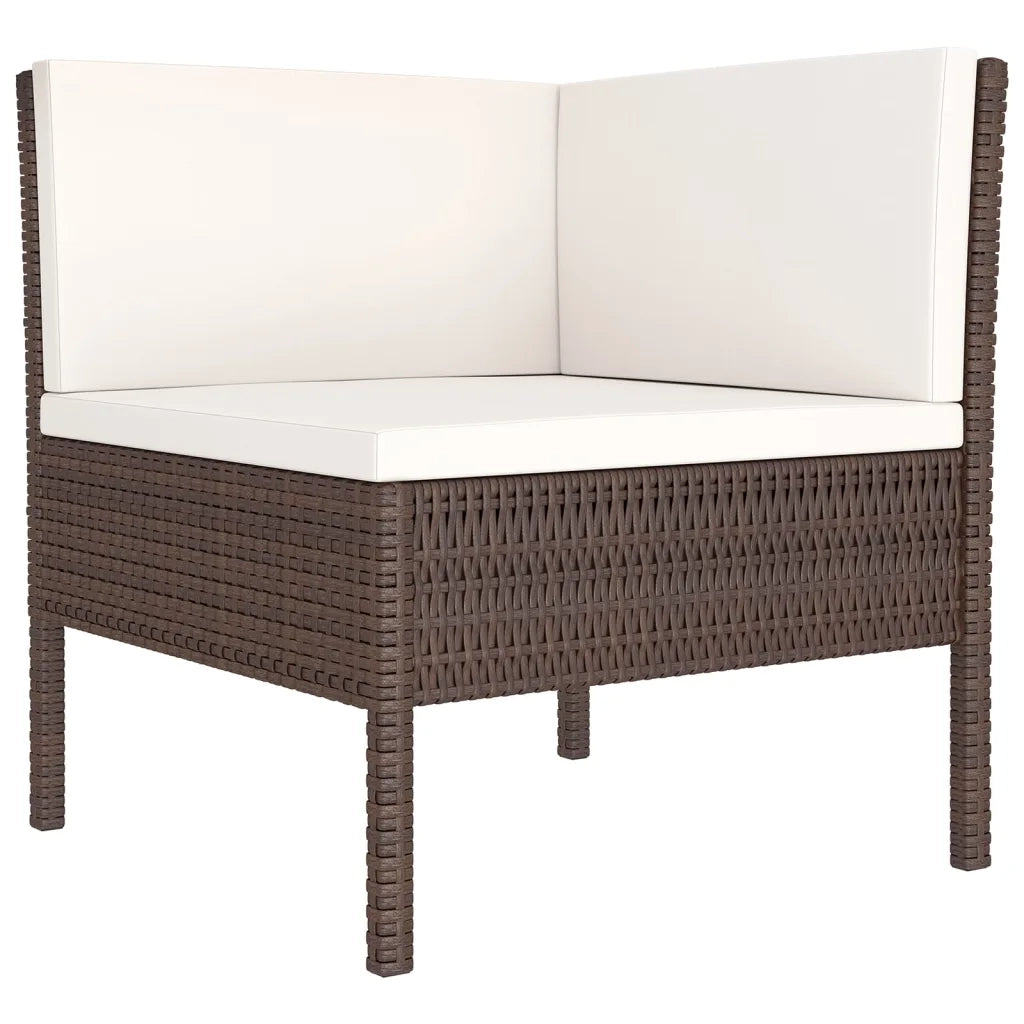 Set Divani da Giardino 8 pz con Cuscini in Polyrattan Marrone 3094543