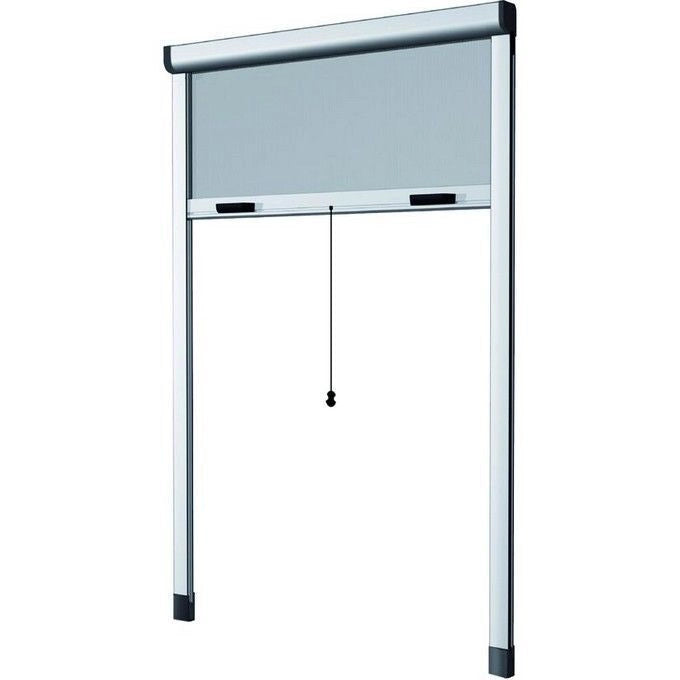 HU-firma 75588 Zanzariera Verticale in Alluminio con Rete in Fibra di Vetro Antiscorrimento Manuale colore Bianco